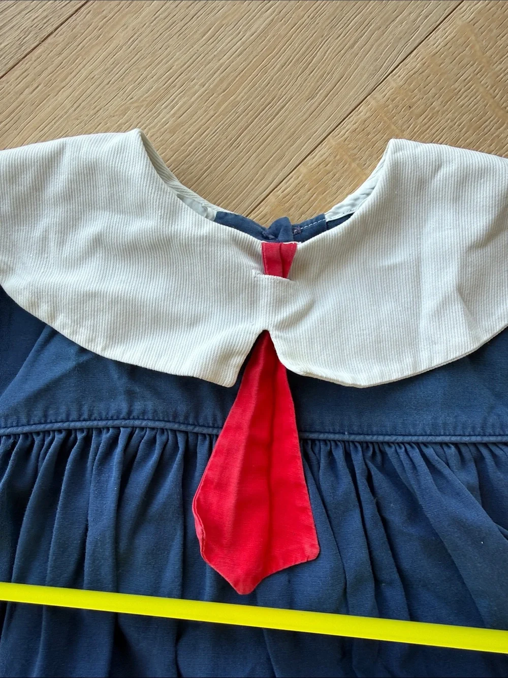 Vintage hand made Navy Sailor-Style Kids Dress with Red Necktie ❤️💙⚓️